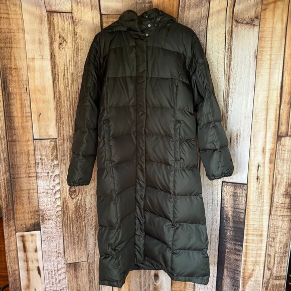 Eddie Bauer Coat Black Puffer 700 Fill Power Goose Down Long Winter Hooded XL - Picture 1 of 8